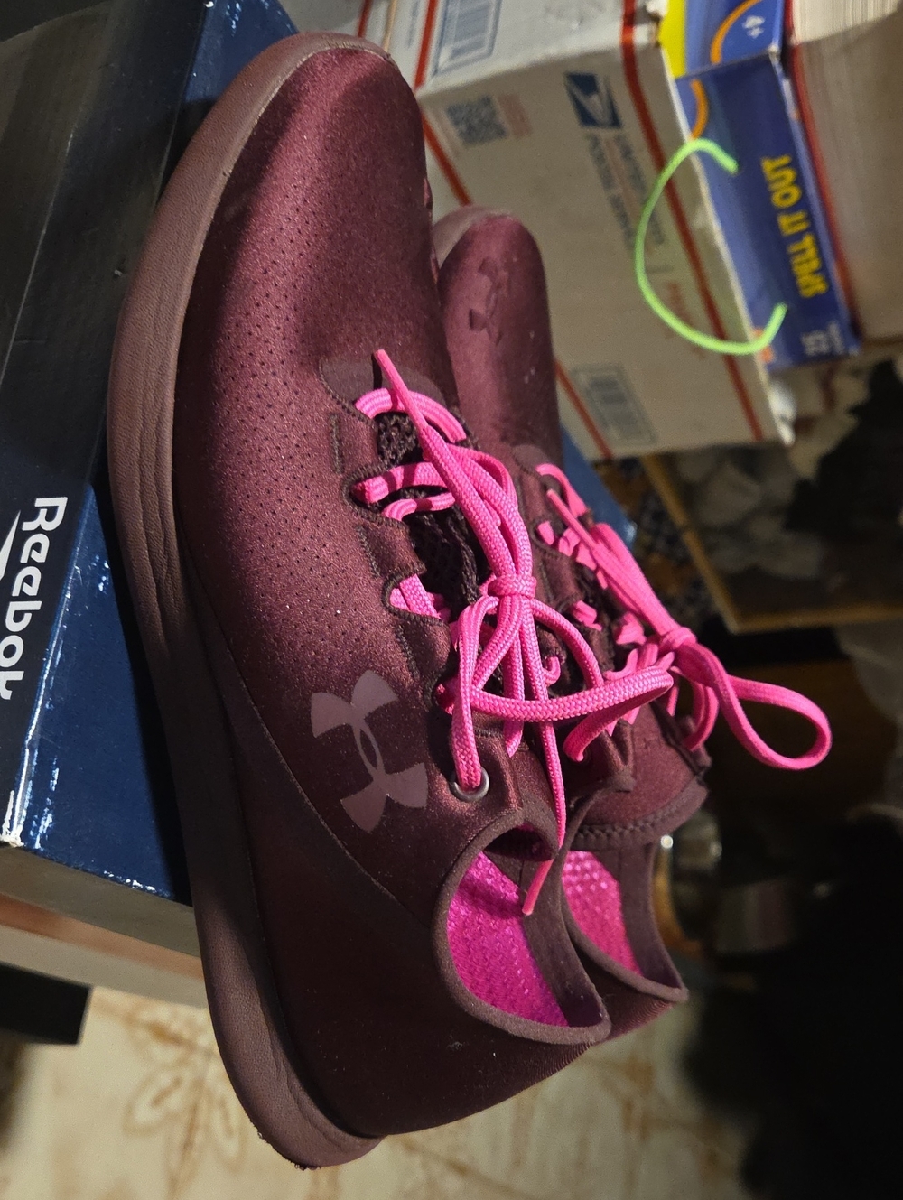 Under Armour Burgundy Athletic Shoes with Pink Laces